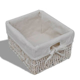NNEVL Wooden Cabinet 3 Left Weaving Baskets White