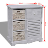 NNEVL Wooden Cabinet 3 Left Weaving Baskets White