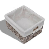 NNEVL Wooden Cabinet 3 Left Weaving Baskets Brown