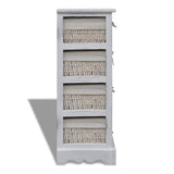 NNEVL Paulownia Wood Storage Rack 4 Weaving Baskets White