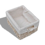 NNEVL Wooden Storage Rack 5 Weaving Baskets White