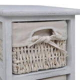 NNEVL Wooden Storage Rack 5 Weaving Baskets White