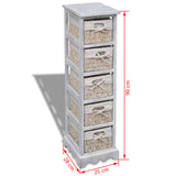 NNEVL Wooden Storage Rack 5 Weaving Baskets White