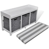 NNEVL White Storage & Entryway Bench with Cushion Top 3 Basket