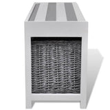NNEVL White Storage & Entryway Bench with Cushion Top 3 Basket
