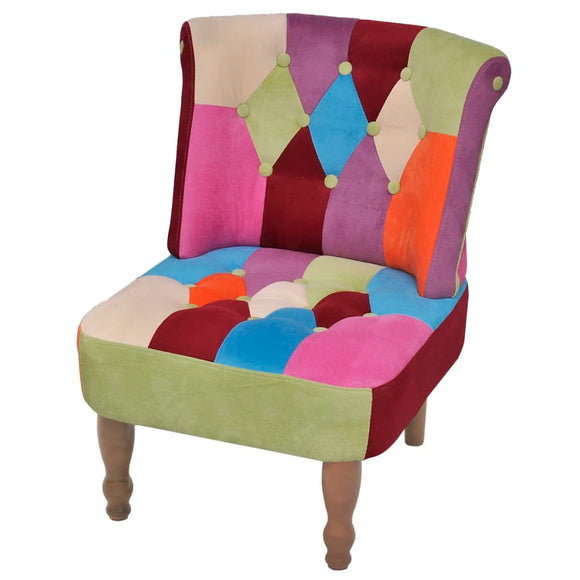 NNEVL French Chair with Patchwork Design Fabric