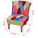 NNEVL French Chair with Patchwork Design Fabric