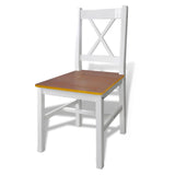 NNEVL 5 Piece Dining Set Brown and White