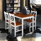 NNEVL 5 Piece Dining Set Brown and White