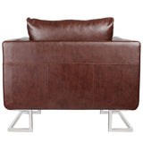 NNEVL Cube Armchair with Chrome Feet Brown Faux Leather
