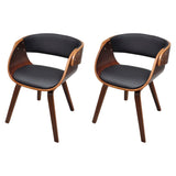 NNEVL Dining Chairs 2 pcs Brown Bent Wood and Faux Leather