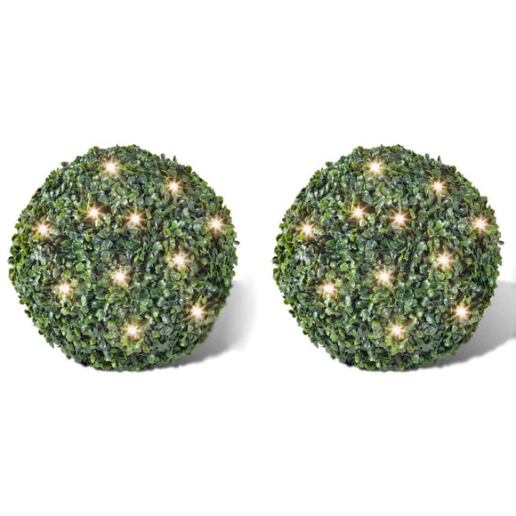 NNEVL Boxwood Ball Artificial Leaf Topiary Ball 27 cm With Solar LED String 2 pcs