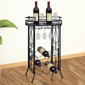 NNEVL Wine Rack with Glass Holder for 9 Bottles Metal