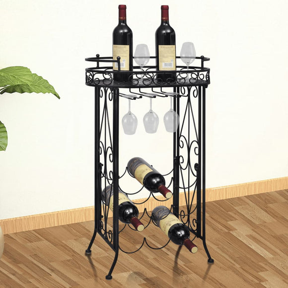 NNEVL Wine Rack with Glass Holder for 9 Bottles Metal