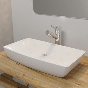 NNEVL Luxury Ceramic Basin Rectangular Sink White 71 x 39 cm