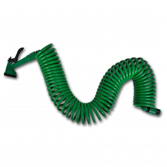 NNEVL Flexible Coiled Garden Water Hose Spiral Pipe & Spray Nozzle 15 m