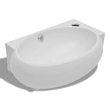 NNEVL Ceramic Sink Basin Faucet & Overflow Hole Bathroom White