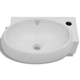 NNEVL Ceramic Sink Basin Faucet & Overflow Hole Bathroom White
