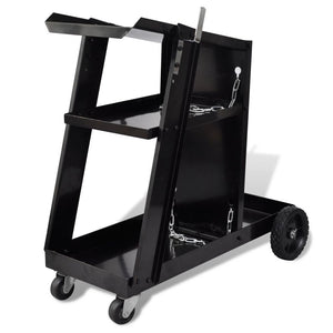 NNEVL Welding Cart Black Trolley with 3 Shelves Workshop Organiser