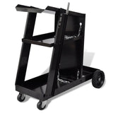NNEVL Welding Cart Black Trolley with 3 Shelves Workshop Organiser