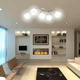 NNEVL Ceiling Lamp with Glass Shades on Waving Rail for 5 E14 Bulb