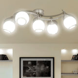 NNEVL Ceiling Lamp with Glass Shades on Waving Rail for 5 E14 Bulb