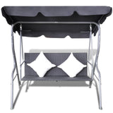 NNEVL Outdoor Hanging Rattan Swing Bench with a Canopy Black