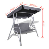NNEVL Outdoor Hanging Rattan Swing Bench with a Canopy Black