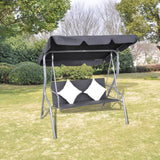 NNEVL Outdoor Hanging Rattan Swing Bench with a Canopy Black