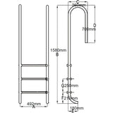 NNEVL Pool Ladder 3 Steps Stainless Steel 304 120 cm