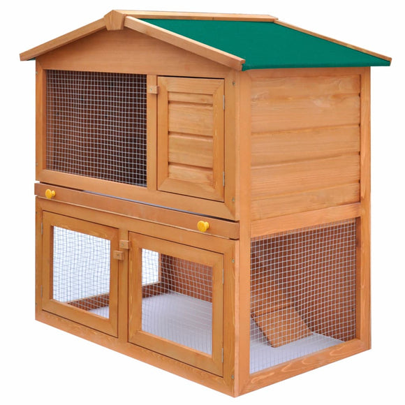 NNEVL Outdoor Rabbit Hutch Small Animal House Pet Cage 3 Doors Wood