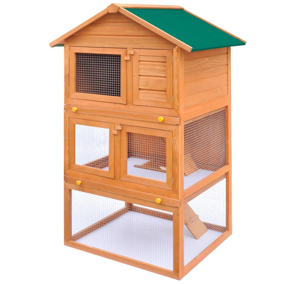 NNEVL Outdoor Rabbit Hutch Small Animal House Pet Cage 3 Layers Wood