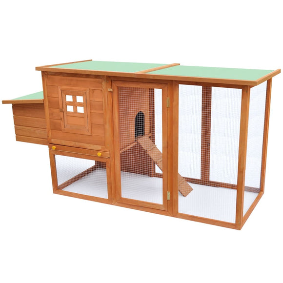 NNEVL Outdoor Chicken Cage Hen House with 1 Egg Cage Wood