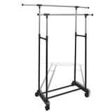 NNEVL Adjustable Clothes Rack 4 Castors 2 Hanging Rails