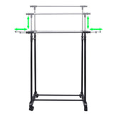 NNEVL Adjustable Clothes Rack 4 Castors 2 Hanging Rails