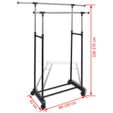 NNEVL Adjustable Clothes Rack 4 Castors 2 Hanging Rails