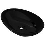 NNEVL Luxury Ceramic Basin Oval-shaped Sink Black 40 x 33 cm