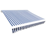 NNEVL Awning Top Sunshade Canvas Blue & White 4 x 3 m