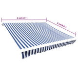 NNEVL Awning Top Sunshade Canvas Blue & White 4 x 3 m