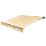 NNEVL Awning Top Sunshade Canvas Sunflower Yellow & White 4 x 3 m