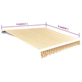NNEVL Awning Top Sunshade Canvas Sunflower Yellow & White 4 x 3 m