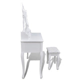 NNEVL Dressing Table with Mirror and Stool 7 Drawers White