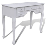 NNEVL Dressing Table with Mirror and Stool 7 Drawers White