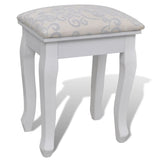 NNEVL Dressing Table with Mirror and Stool 7 Drawers White