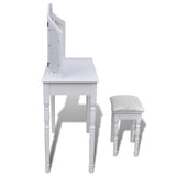 NNEVL Dressing Table with 3-in-1 Mirror and Stool 2 Drawers White