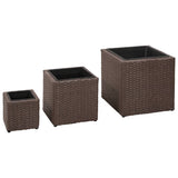 NNEVL Garden Square Raised Bed Set 3 Pieces Rattan Brown