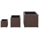 NNEVL Garden Square Raised Bed Set 3 Pieces Rattan Brown