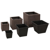 NNEVL Garden Square Raised Bed Set 3 Pieces Rattan Brown