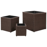 NNEVL Garden Square Raised Bed Set 3 Pieces Rattan Brown