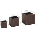 NNEVL Garden Square Raised Bed Set 3 Pieces Rattan Brown